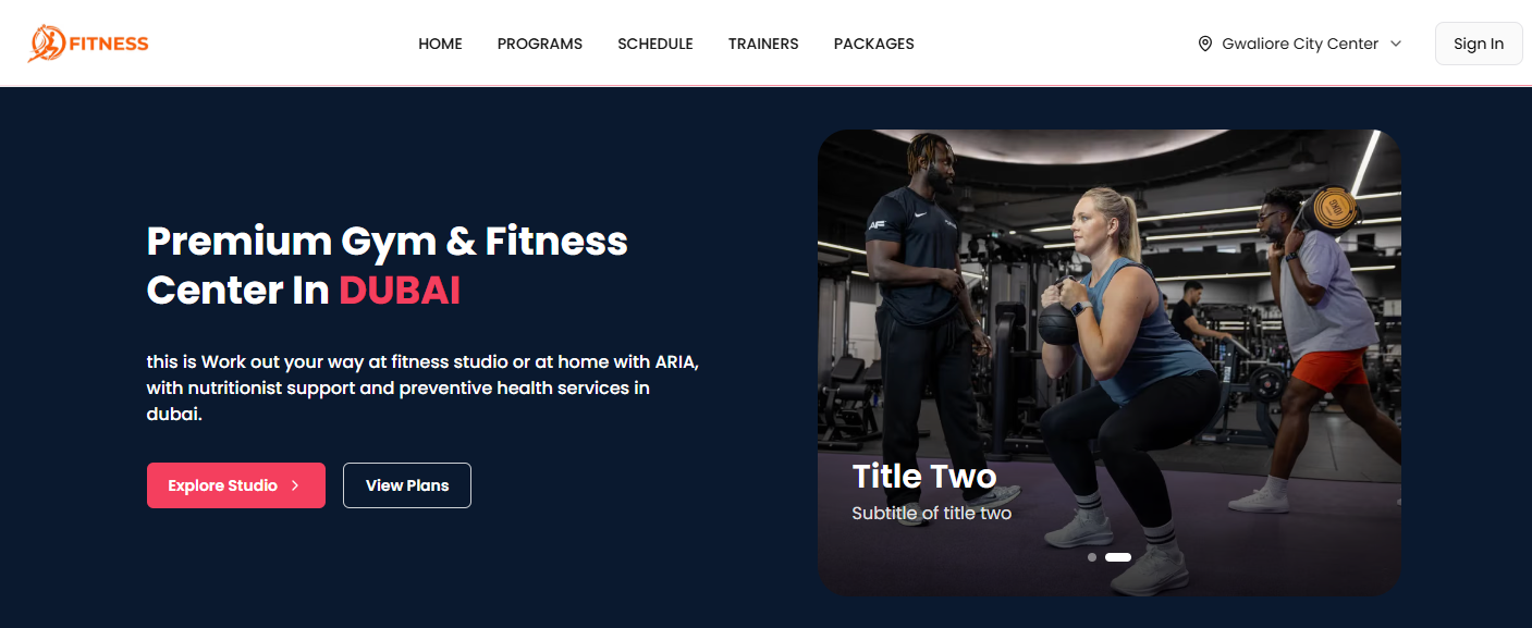 Branded Fitnez gym website hero