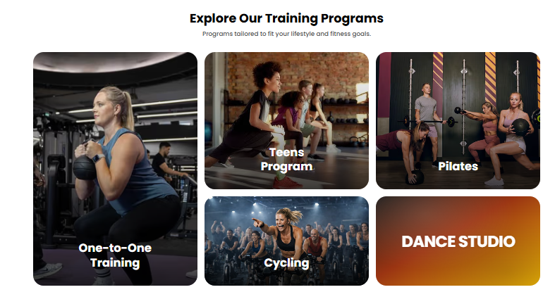 Training programs on the same gym site